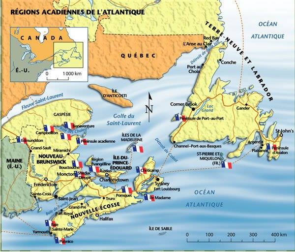 Régions acadiennes de l'Atlantique