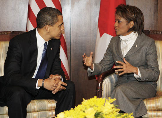 Michaëlle Jean et Barack Obama