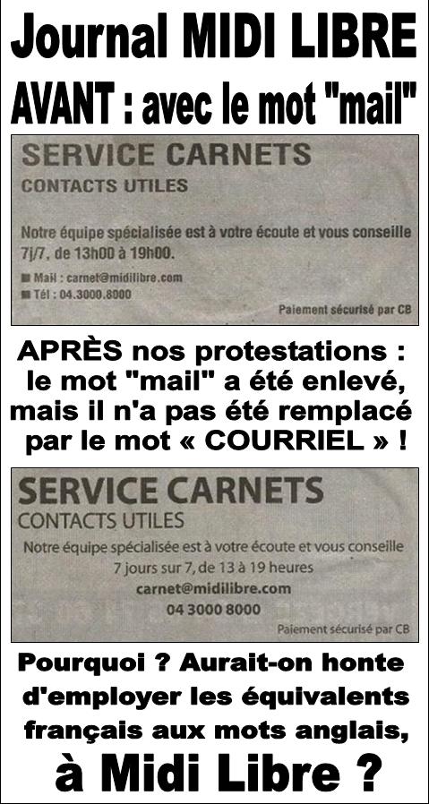 Journal Midi Libre et le mot COURRIEL