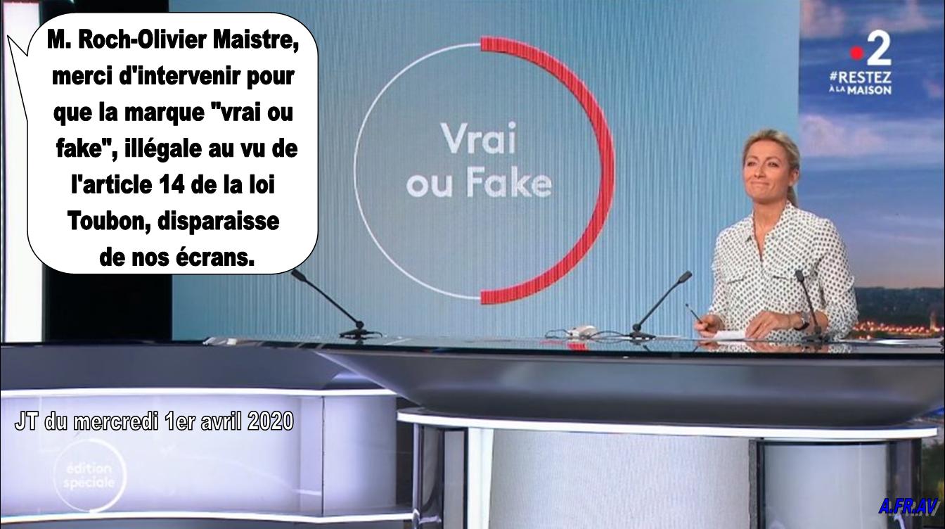 Anne-Sophie Lapix et le Vrai ou Fake de France Télévisions au JT de France 2