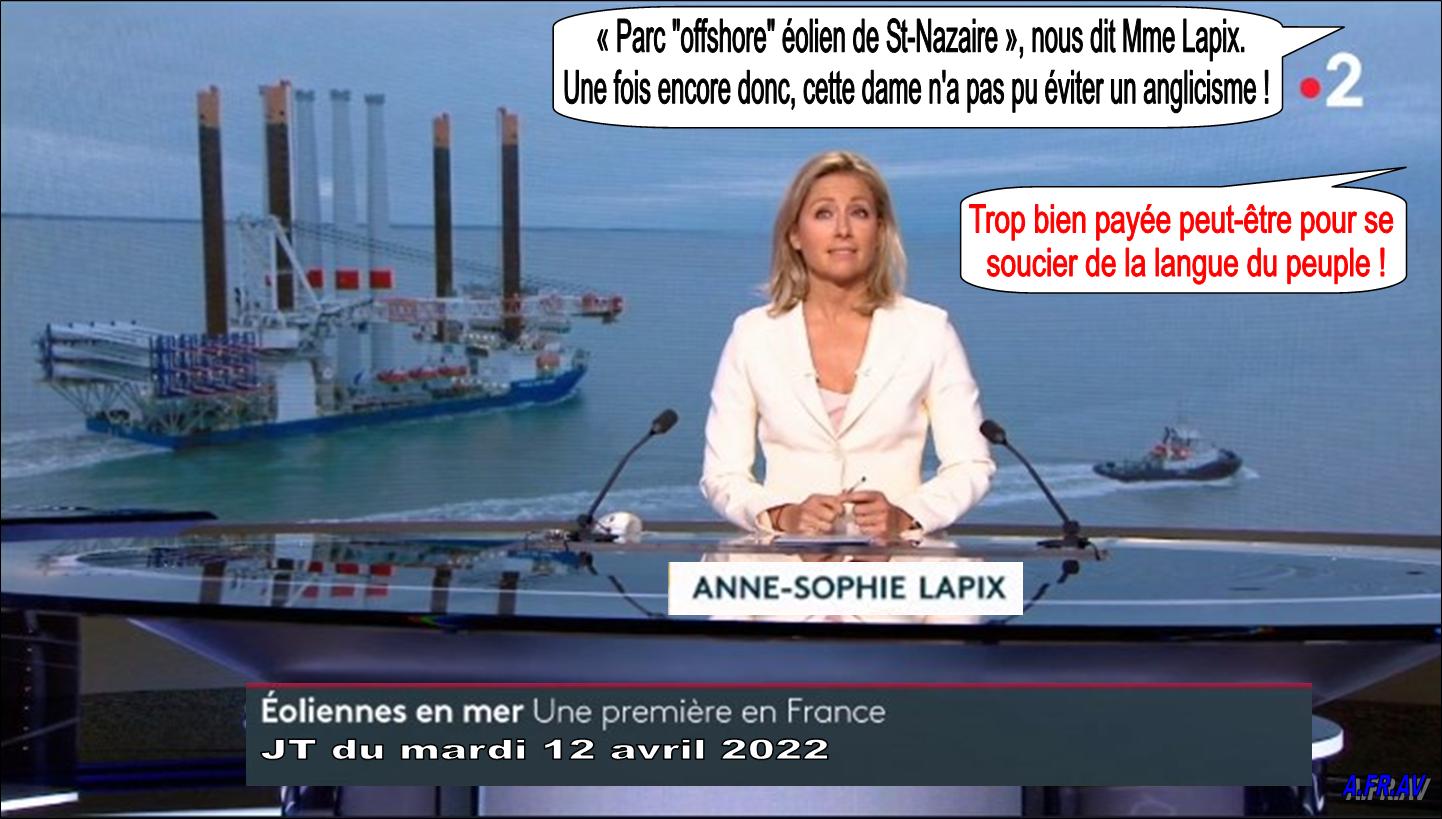 Anne-Sophie Lapix et les éoliennes en mer au Journal télévisé de 20h de France 2