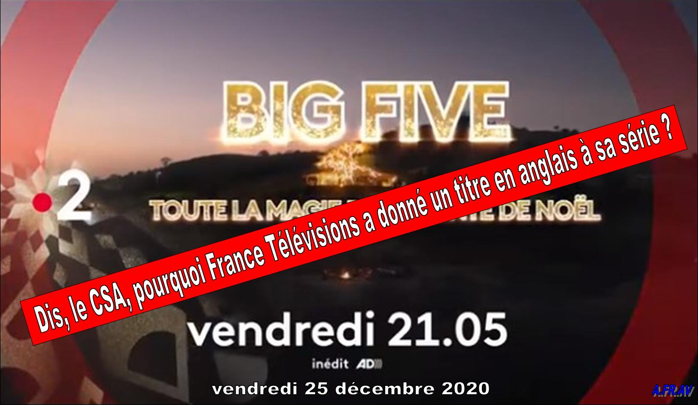 Big Five, Gilles de Maistre, Chantal Ladesous, France-Televisions, France 2, anglais