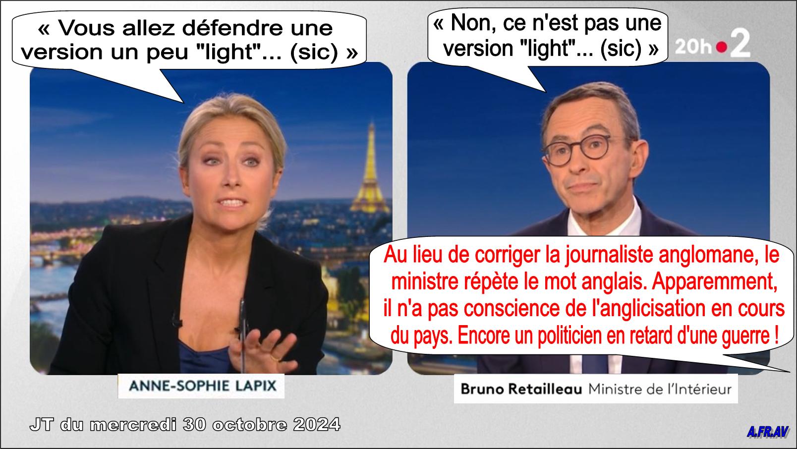 Bruno Rétailleau, ministre, Anne-Sophie Lapix, 20 heures de France