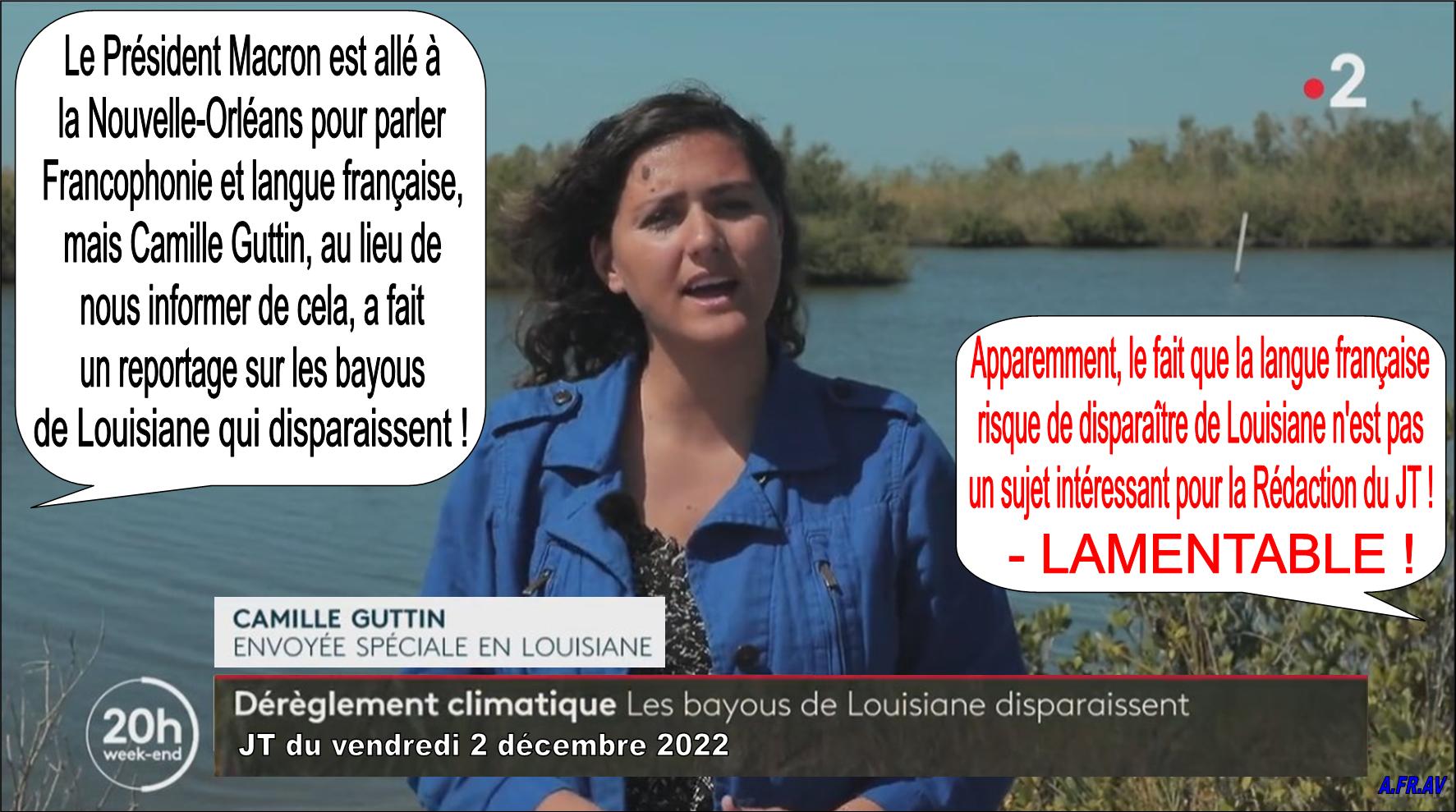 Camille Guttin en Louisiane la langue française au second plan JT de 20h de France 2