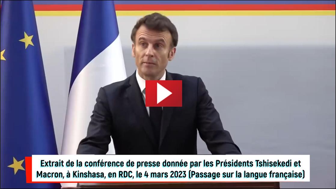 Confrence de presse d'Emmanuel Macron  Kinshasa en RDC, le 4 mars 2023