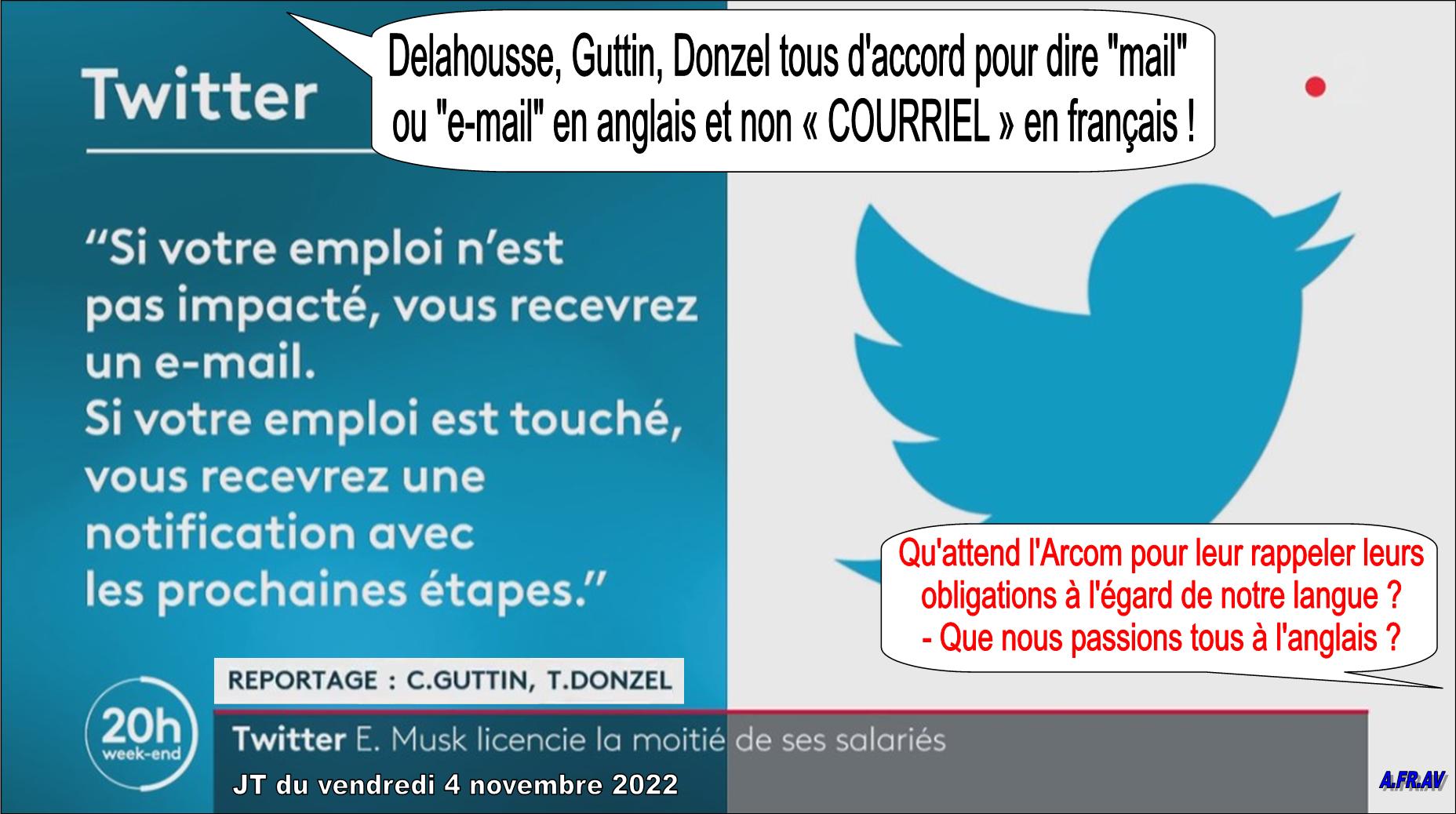 Delahousse, Guttin, Donzel et le mot COURRIEL, France 2, France Télévisions