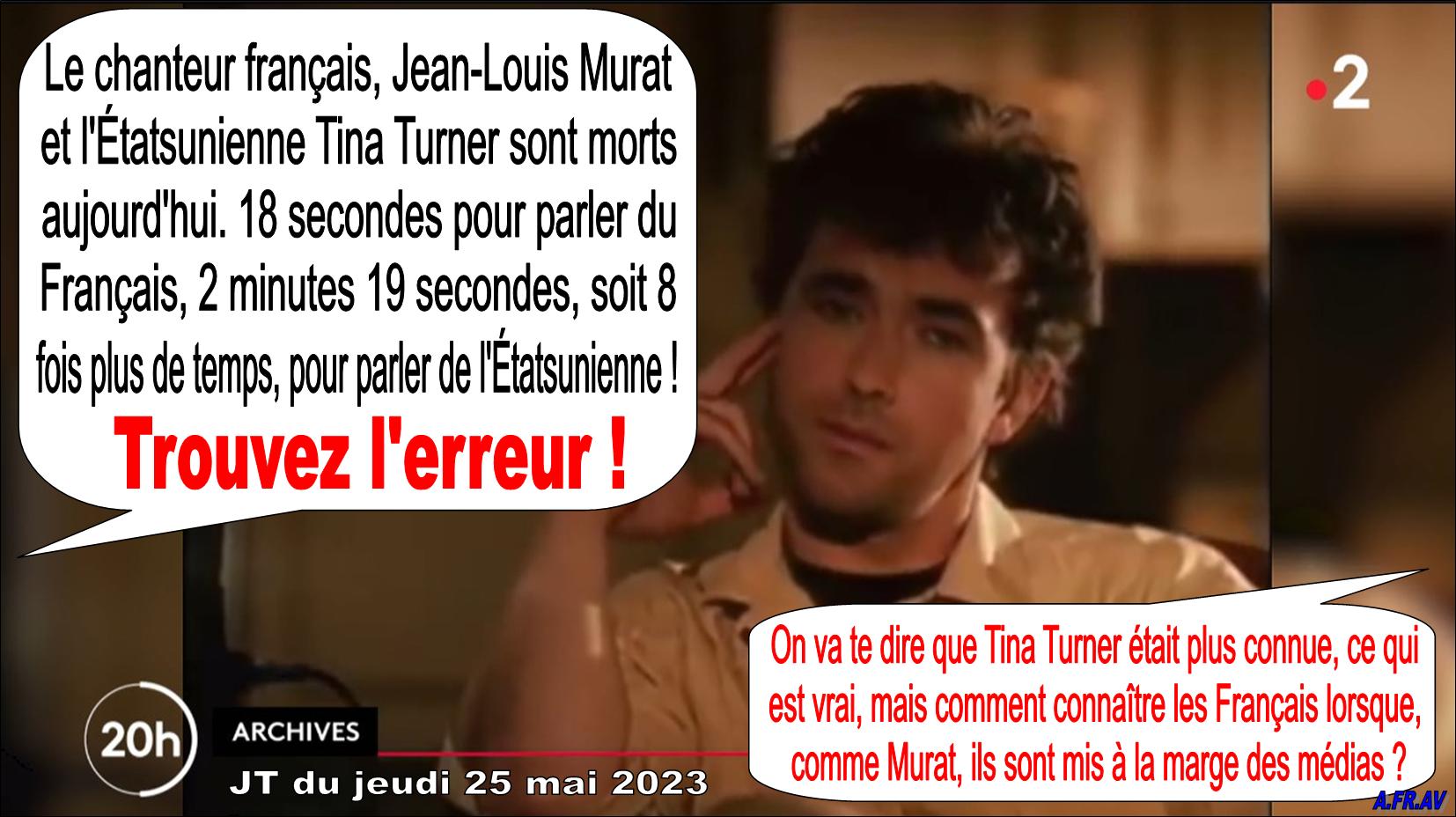 Jean-Louis Murat et Tina Turner décédés le 25 mai 2023, JT de 20h de France 2