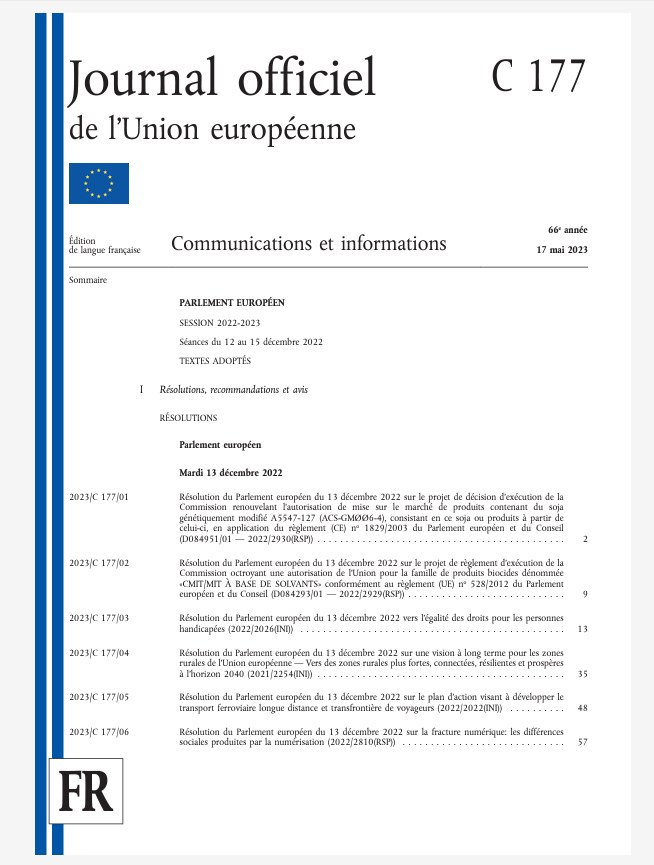 Journal officiel de l'Union europenne du 17 mai 2023.