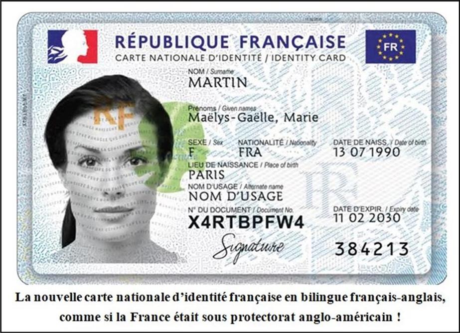 La nouvelle carte nationale d'identité des Français est sous-titrée en anglais