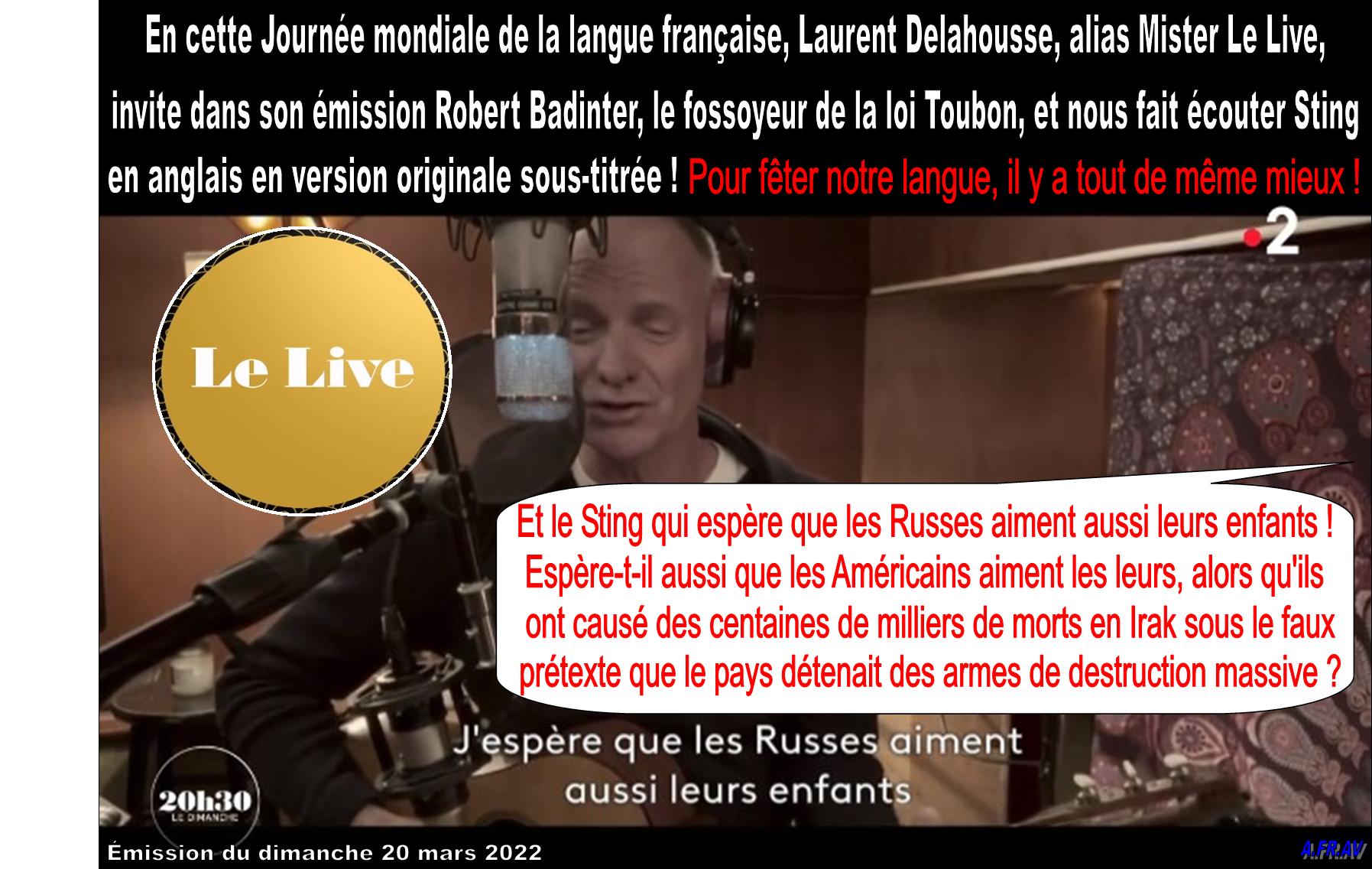 Laurent Delahousse, Robert Badinter, Sting, 20h30 le Dimanche, France Télévisions