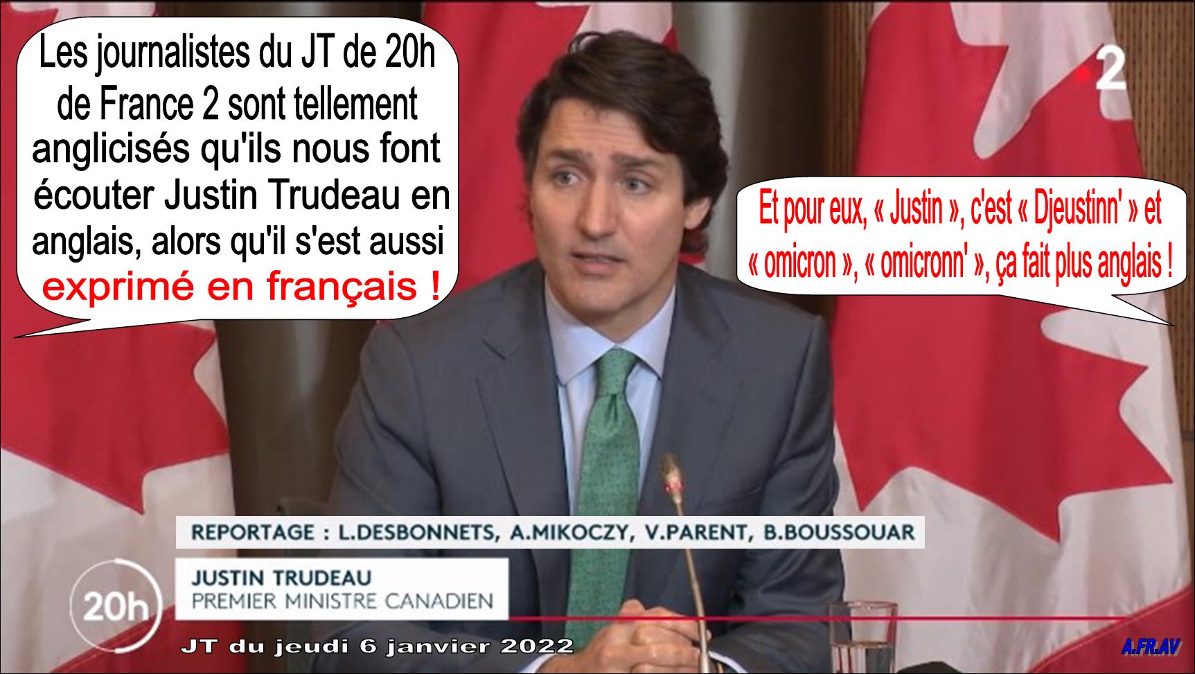 Laurent Desbonnets et Justin Trudeau en anglais au JT de 20h de France 2