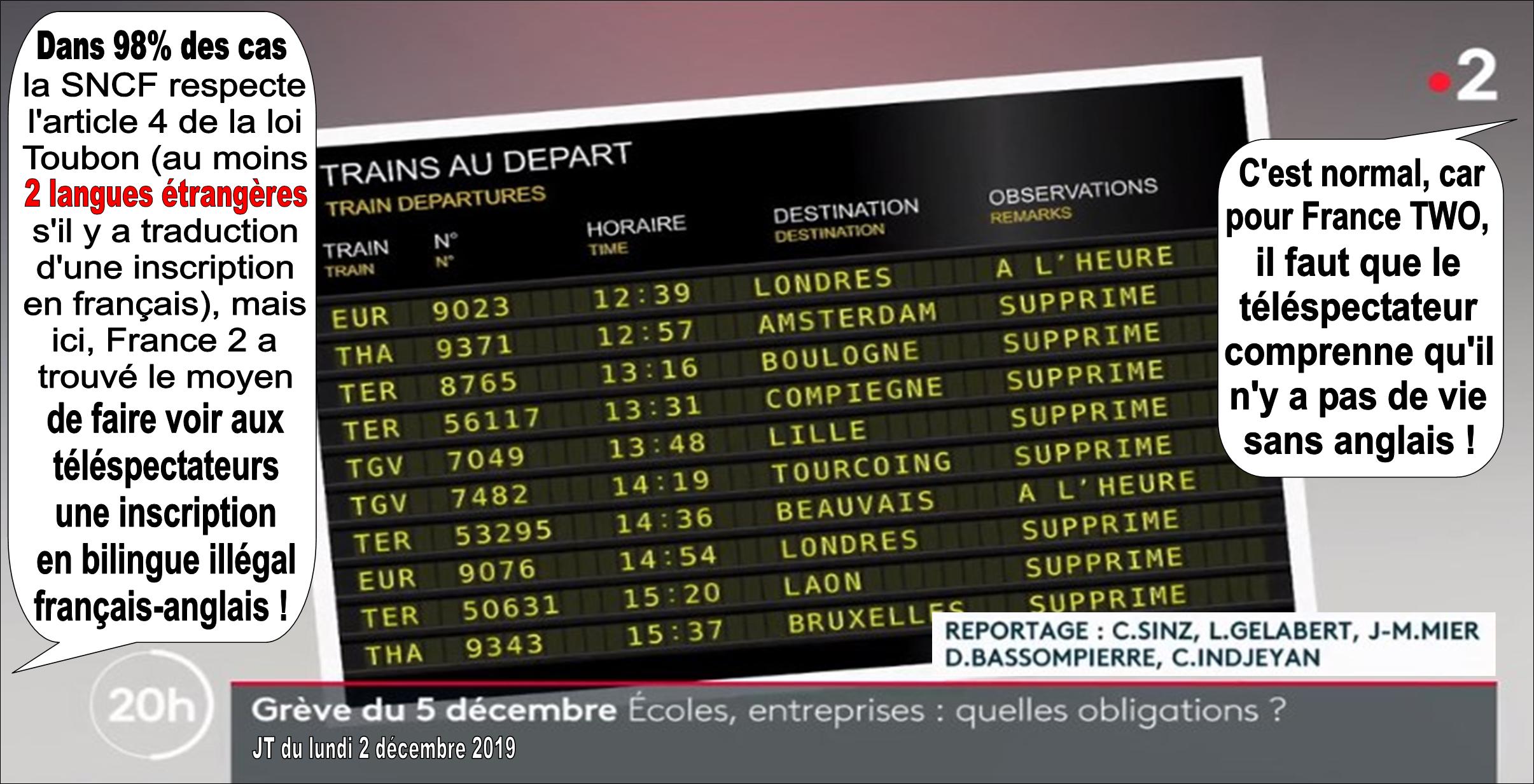Le JT de 20h de France 2 et les panneaux de la SNCF - Caroline Sinz