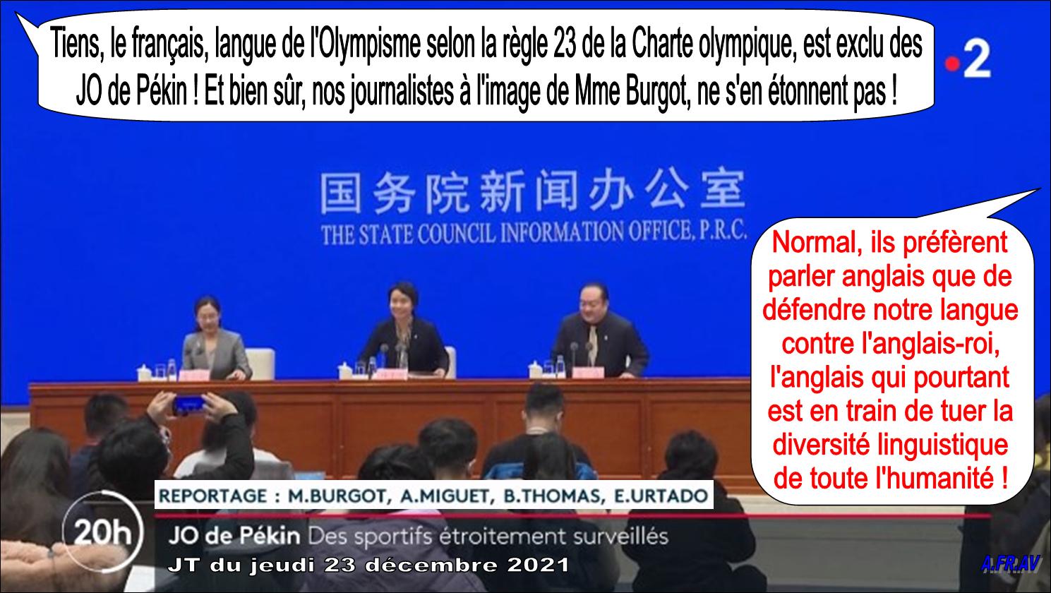 Les Jeux Olympiques de Pékin et la langue française, par Maryse Burgot, journaliste à France 2