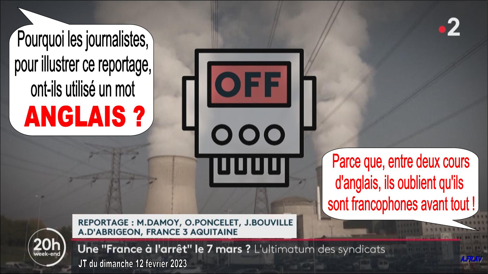 Les actualités de 20 heures de France 2, informations ou leçon d'anglais, Damoy, Poncelet, Bouville
