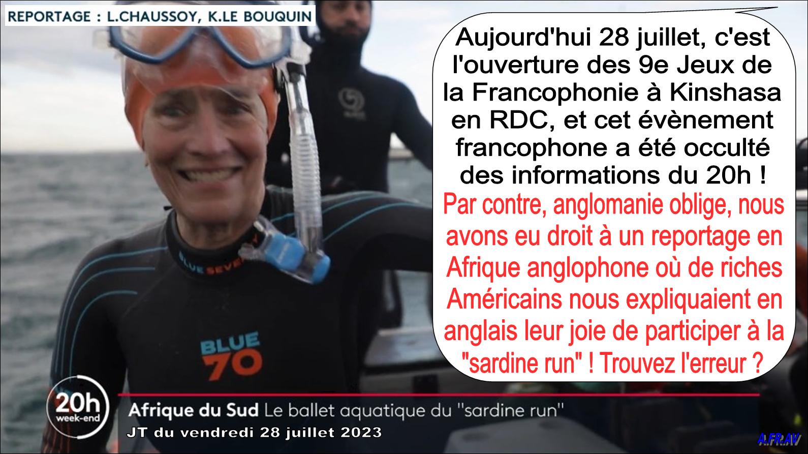 Lucile Chaussoy, Kilian Le Bouquin, 9e Jeux de la Francophonie à Kinshasa en RDC, JT de 20h de France 2