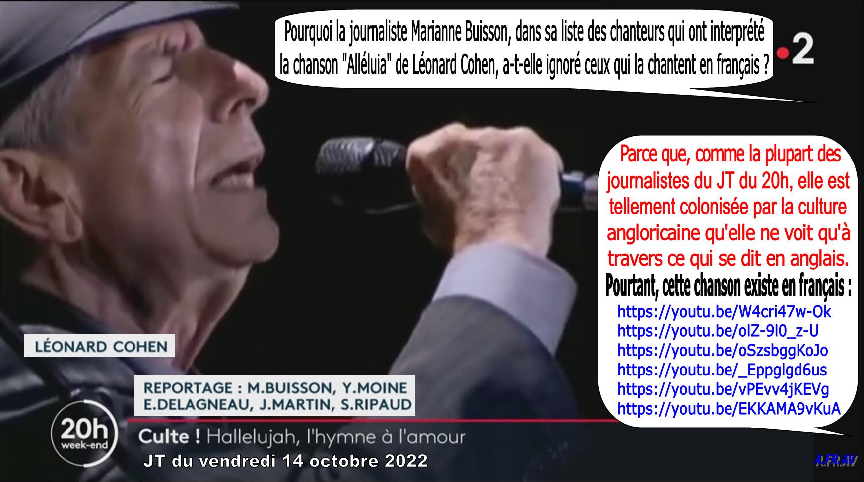 Marianne Buisson, Leonard Cohen, Alléluia, France-2, France Télévisions