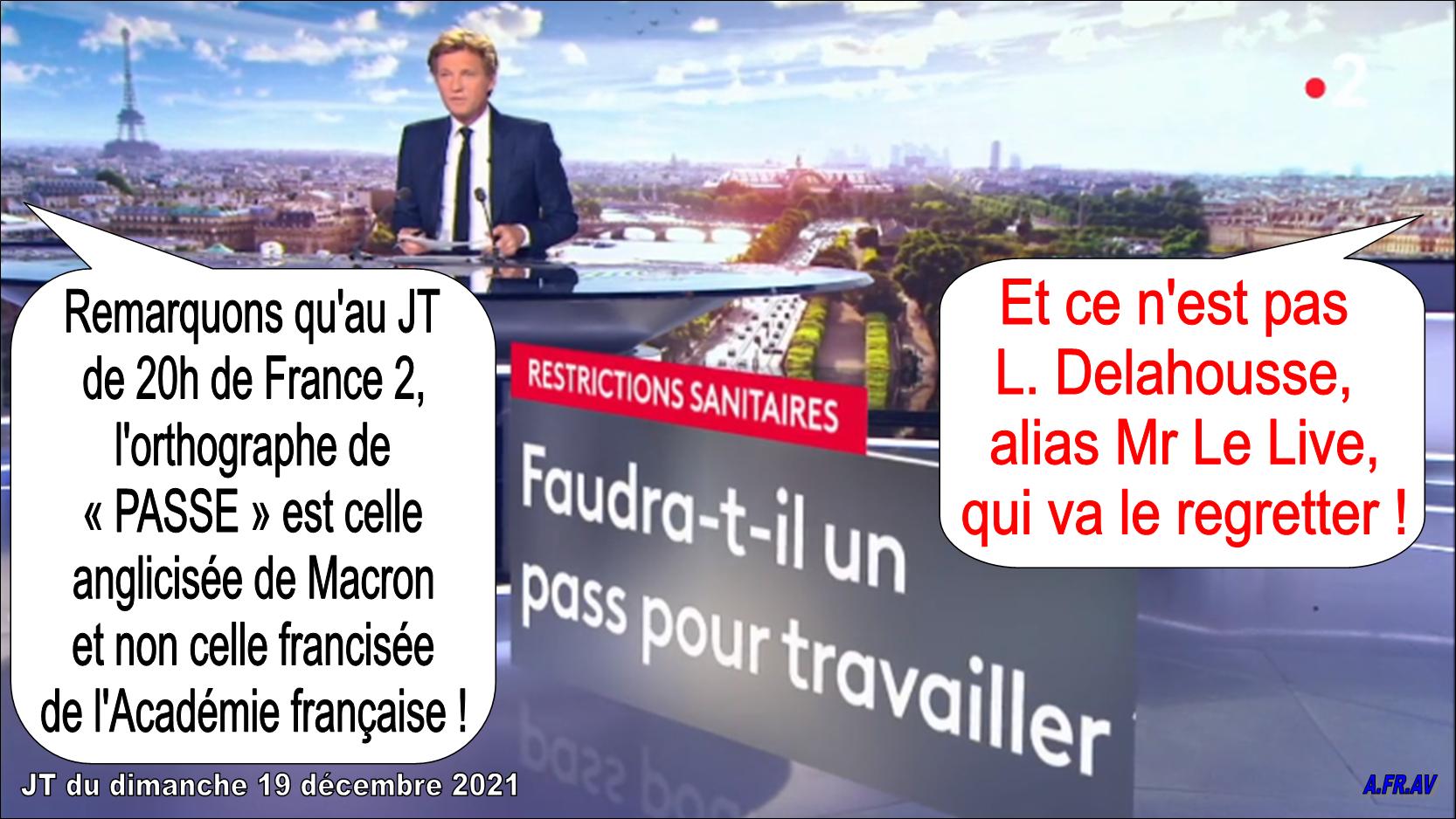 Passe sanitaire et passe vaccinal au JT de 20h de France 2, France Télévisions