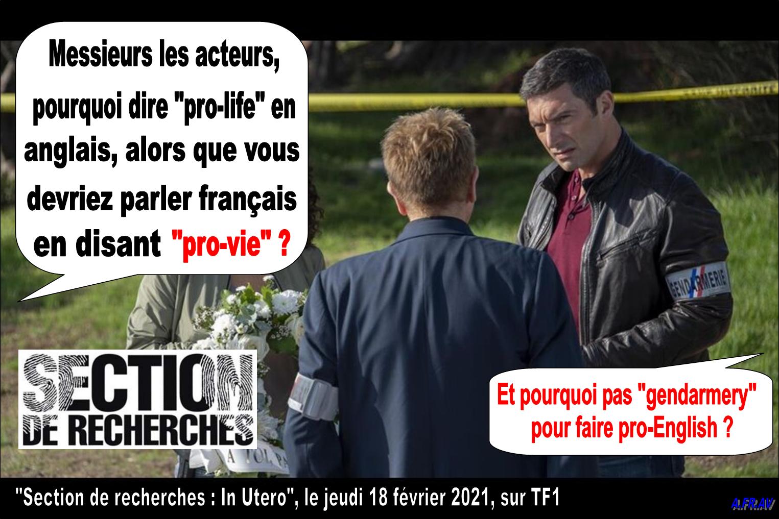 Pro Vie, Section de Recherches sur TF1 avec Xavier Deluc, Franck Semonin, Dominique Lancelot