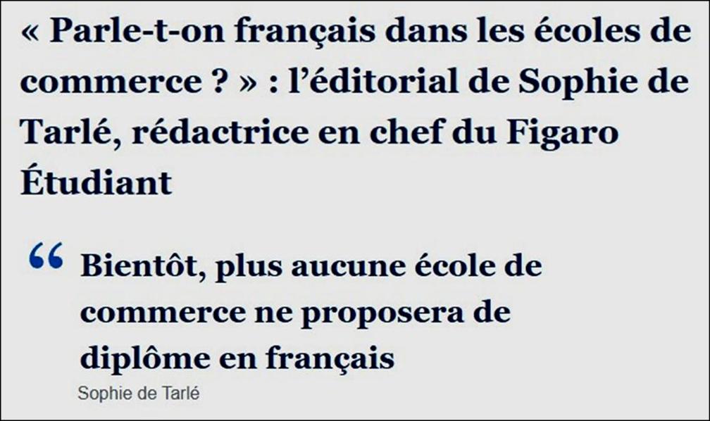 Sophie de Tari�, �coles de commerce en anglais