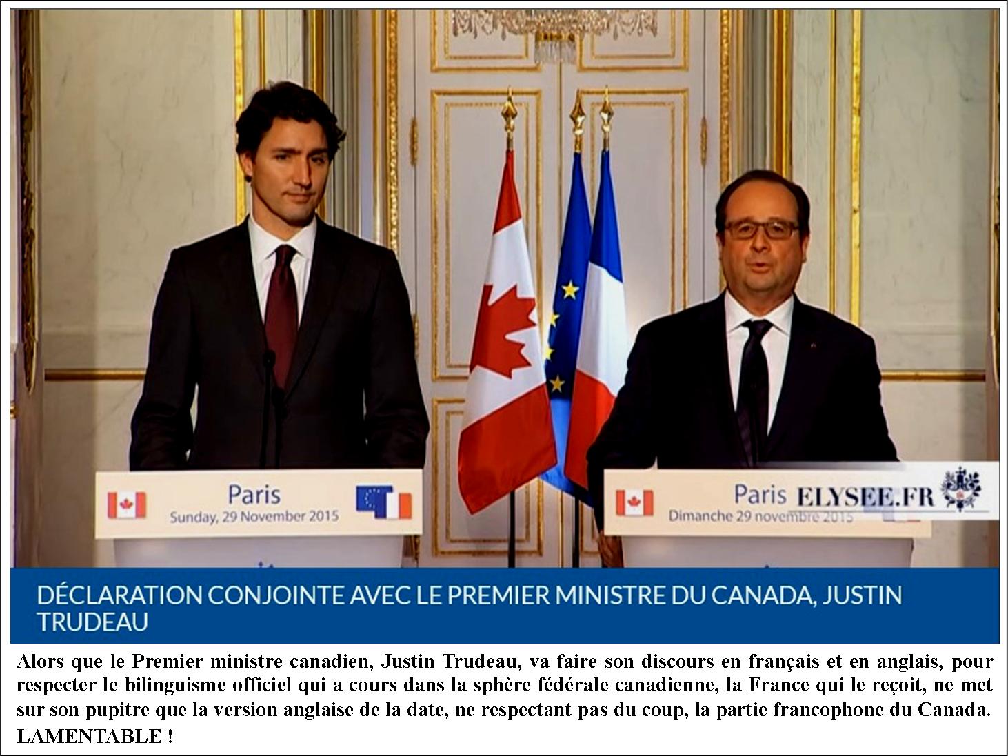 Justin Trudeau et Franois Hollande  Paris  la Confrence sur le climat